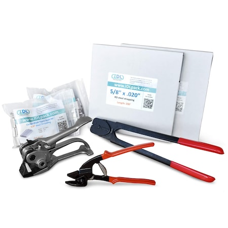 Idl Packaging 5/8" Steel Strapping Kit, 400 Ft. for Round Packages R.SSK.58.400